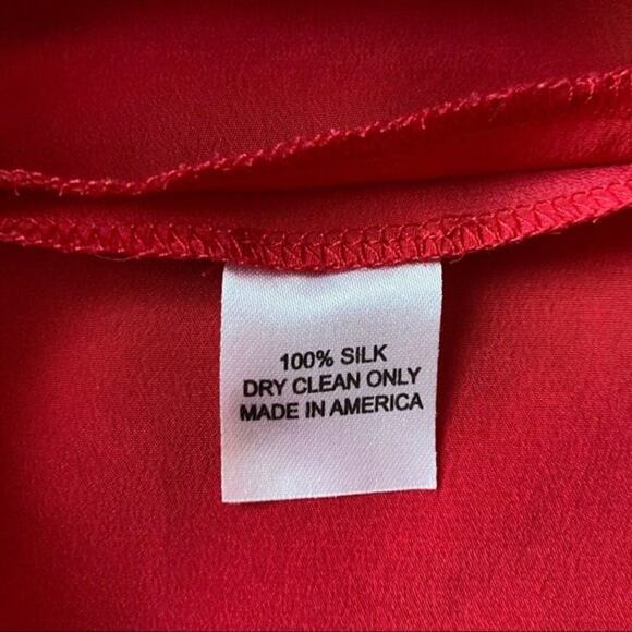 Amanda Uprichard Red Silk Mini Shift Dress V-neck Size M - Picture 4 of 5